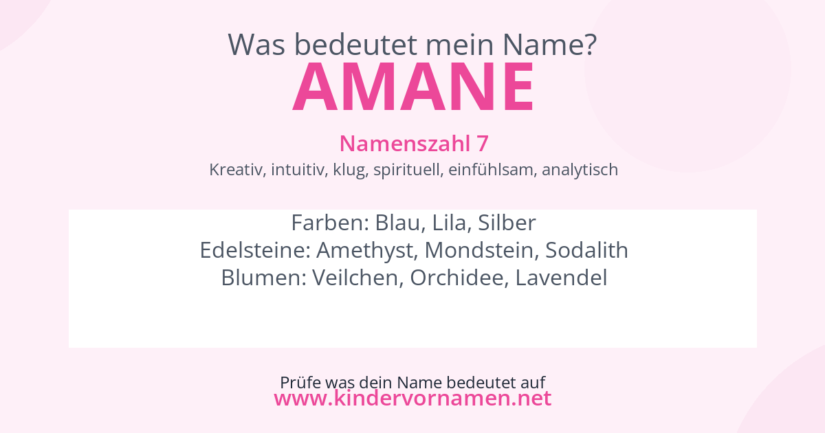 Was bedeutet der Name Amane?