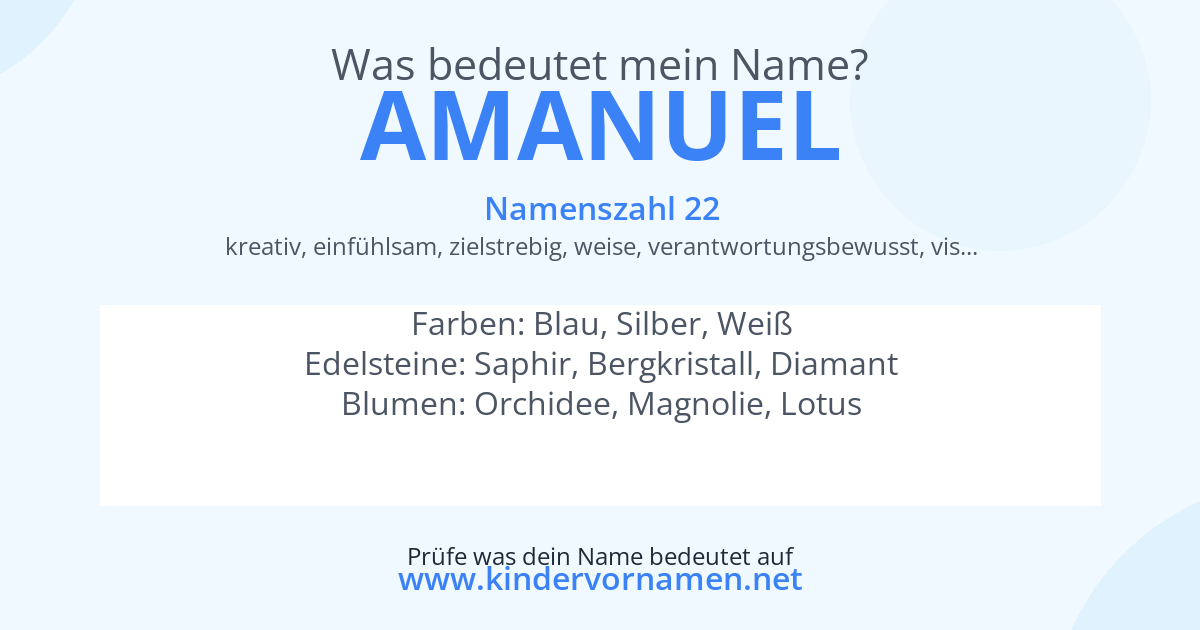 Was bedeutet der Name Amanuel?