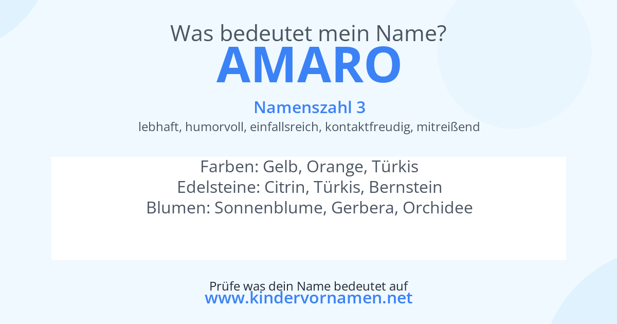 Was bedeutet der Name Amaro?