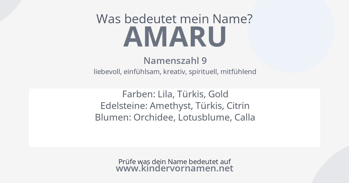Was bedeutet der Name Amaru?