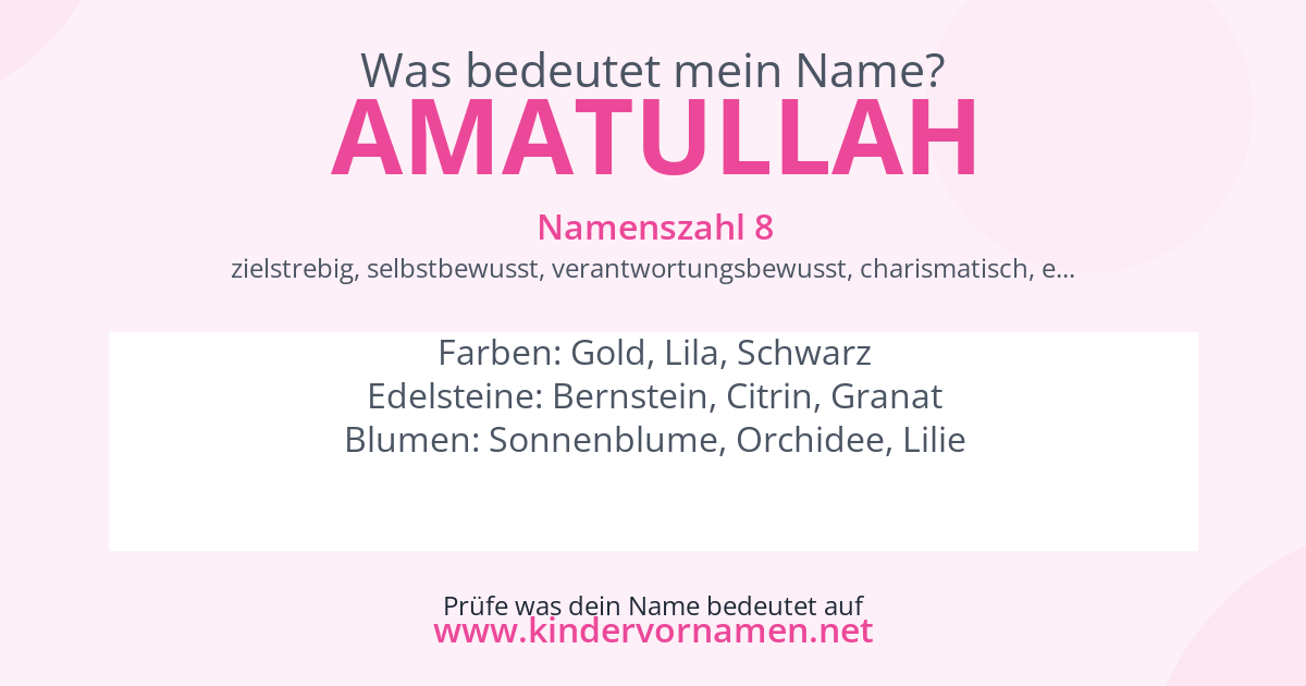 Was bedeutet der Name Amatullah?