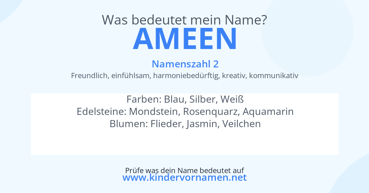 Was bedeutet der Name Ameen?