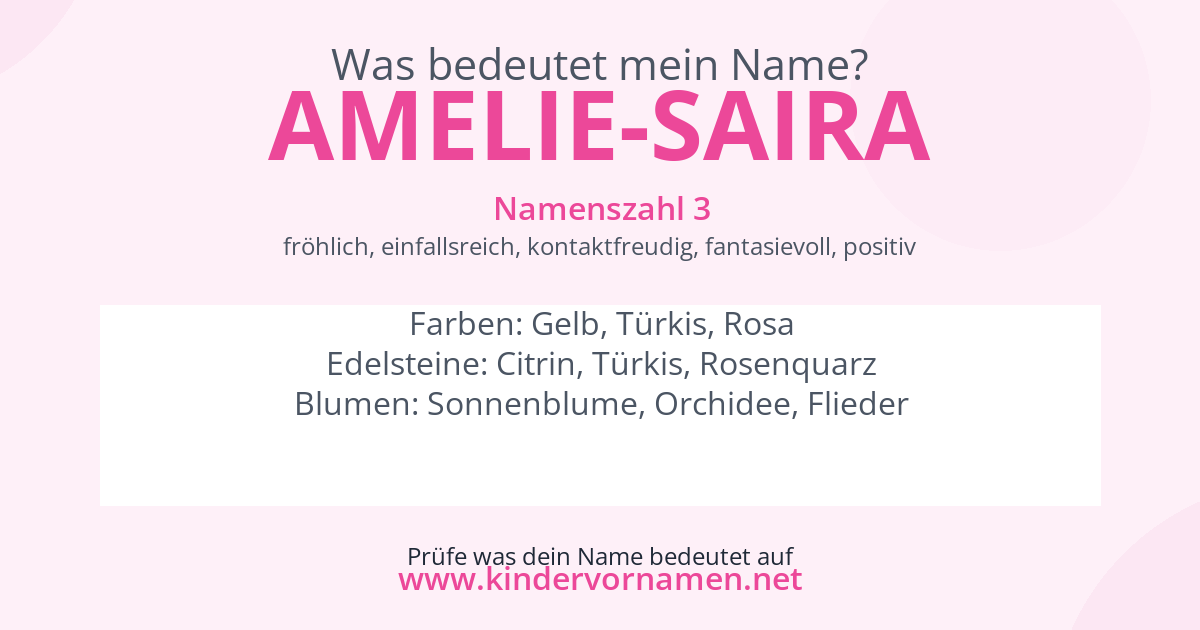 Was bedeutet der Name Amelie-Saira?