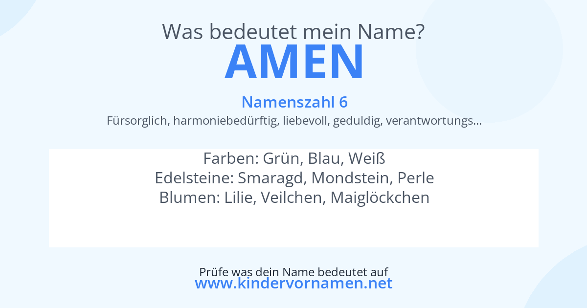 Was bedeutet der Name Amen?