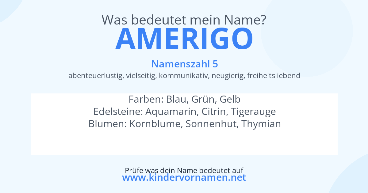 Was bedeutet der Name Amerigo?