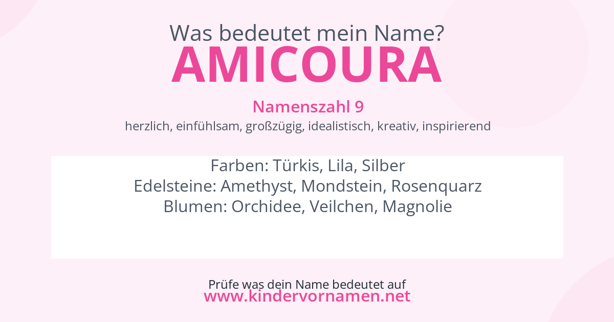 Was bedeutet der Name Amicoura?