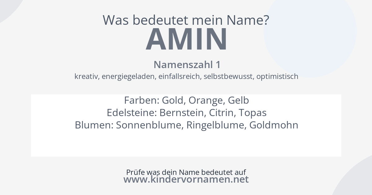 Was bedeutet der Name Amin?