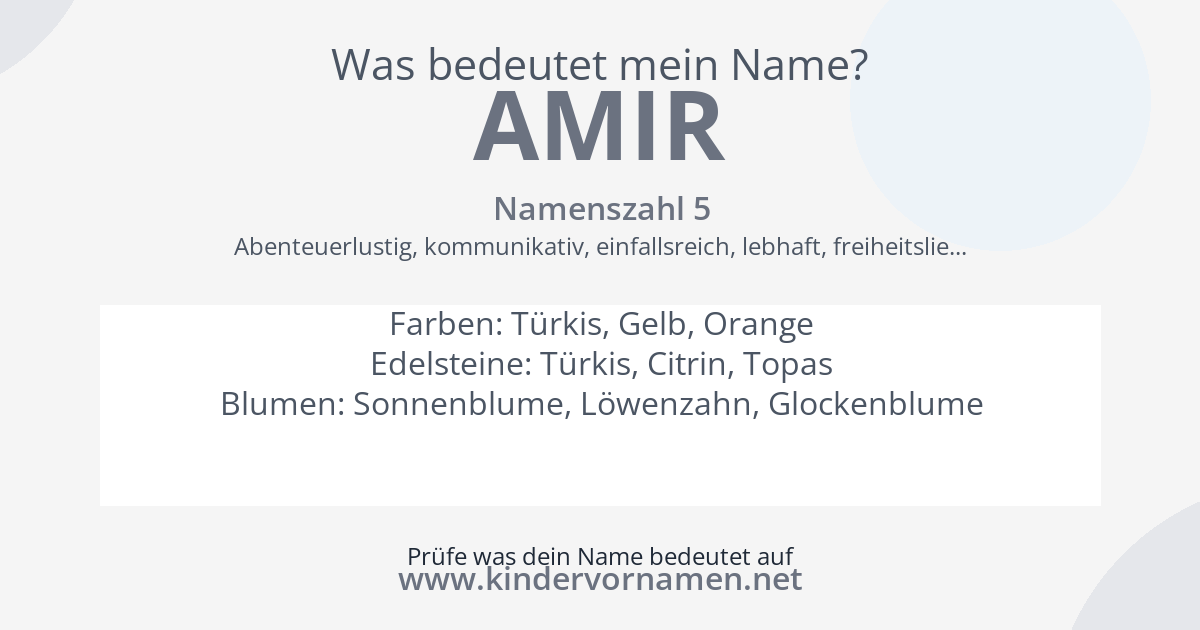 Was bedeutet der Name Amir?