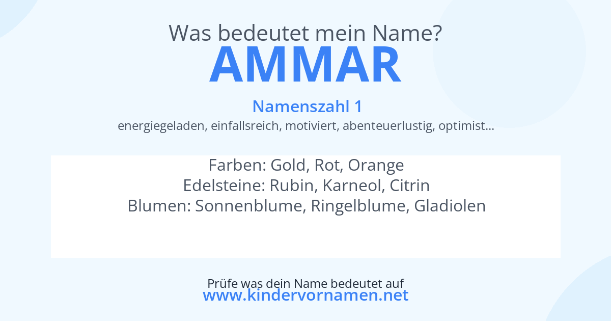 Was bedeutet der Name Ammar?