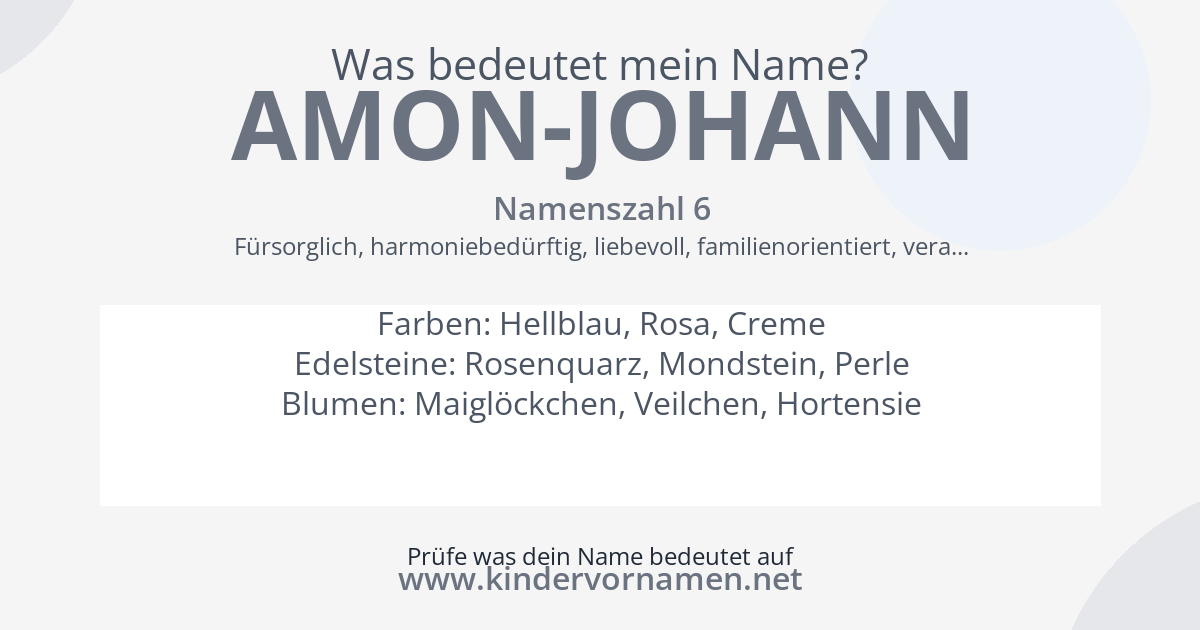 Was bedeutet der Name Amon-Johann?