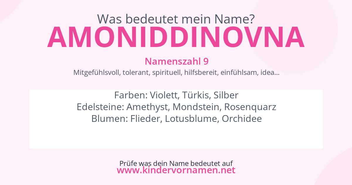 Was bedeutet der Name Amoniddinovna?