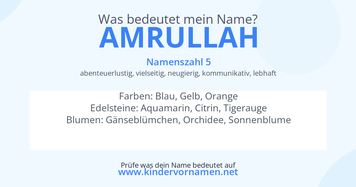 Was bedeutet der Name Amrullah?