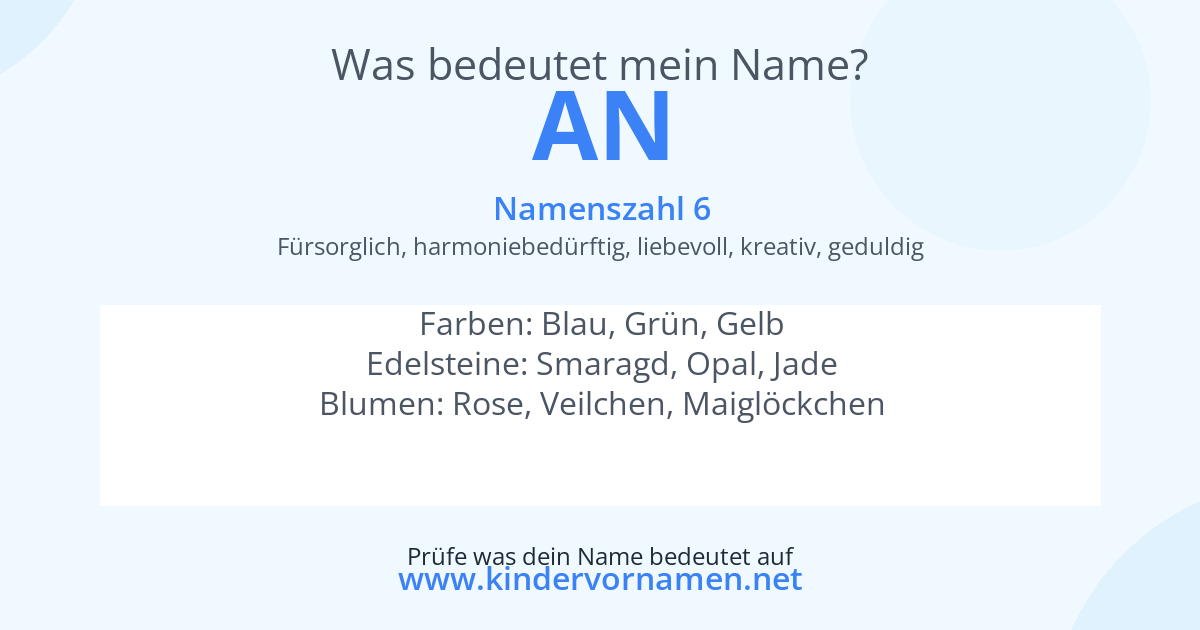 Was bedeutet der Name An?