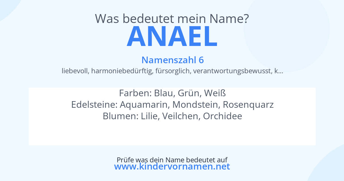 Was bedeutet der Name Anael?