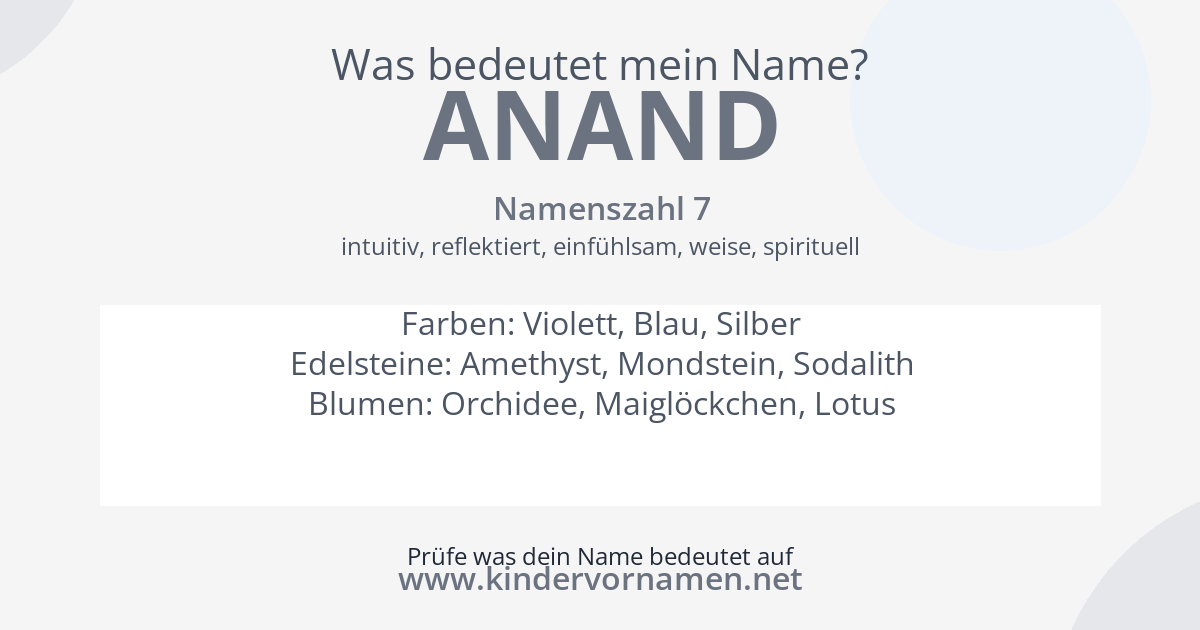 Was bedeutet der Name Anand?
