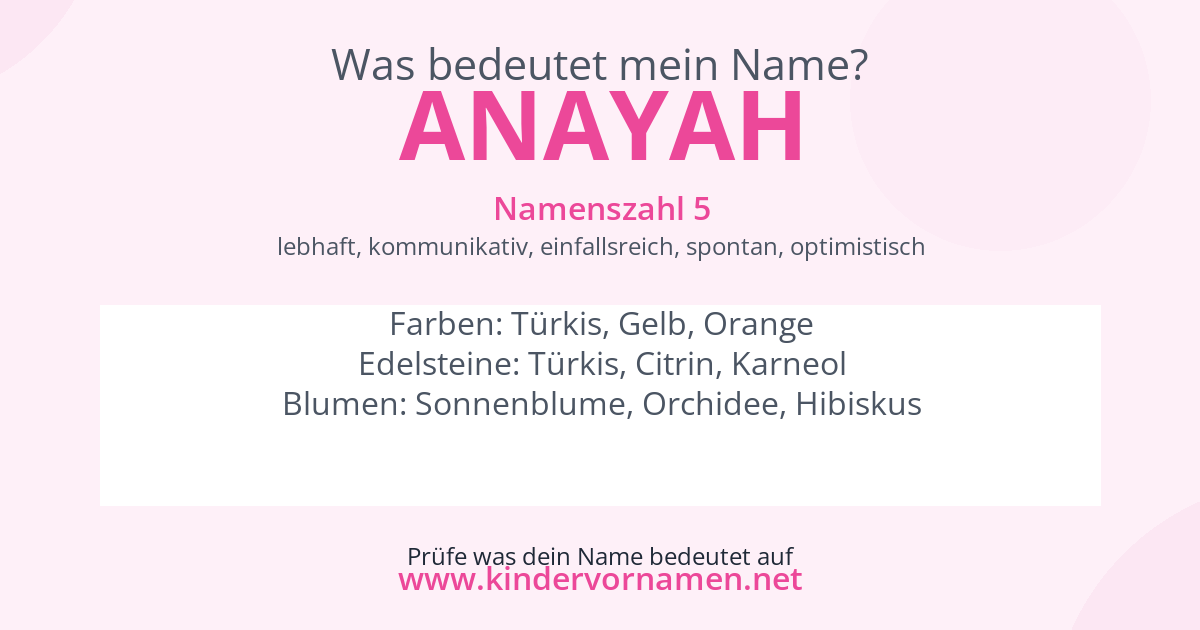 Was bedeutet der Name Anayah?