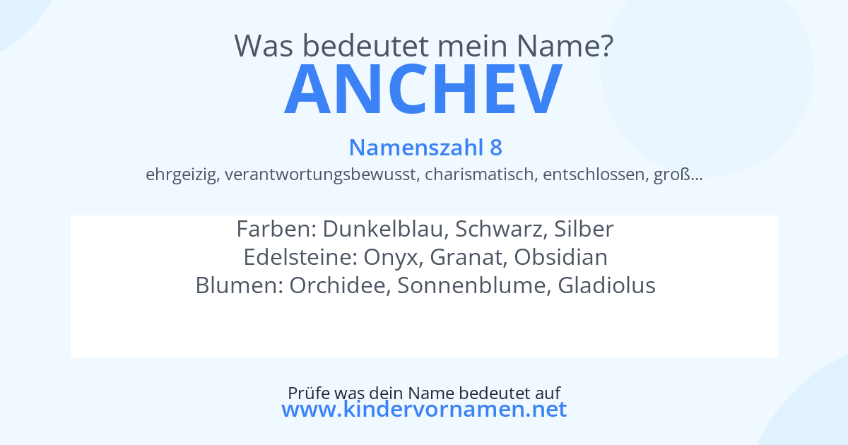 Was bedeutet der Name Anchev?