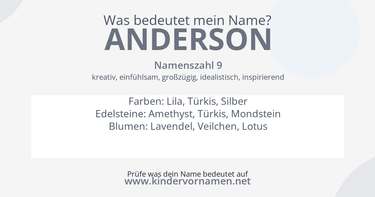 Was bedeutet der Name Anderson?