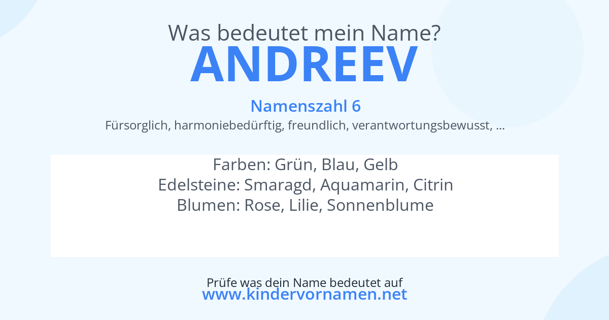 Was bedeutet der Name Andreev?