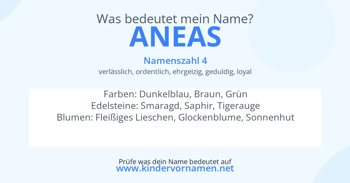Was bedeutet der Name Aneas?