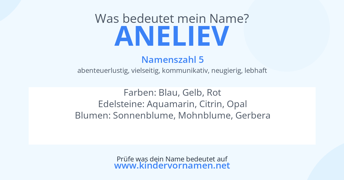 Was bedeutet der Name Aneliev?