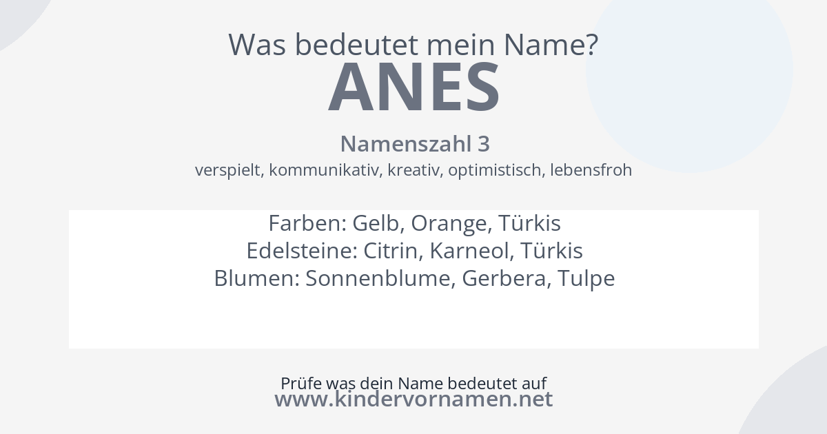 Was bedeutet der Name Anes?