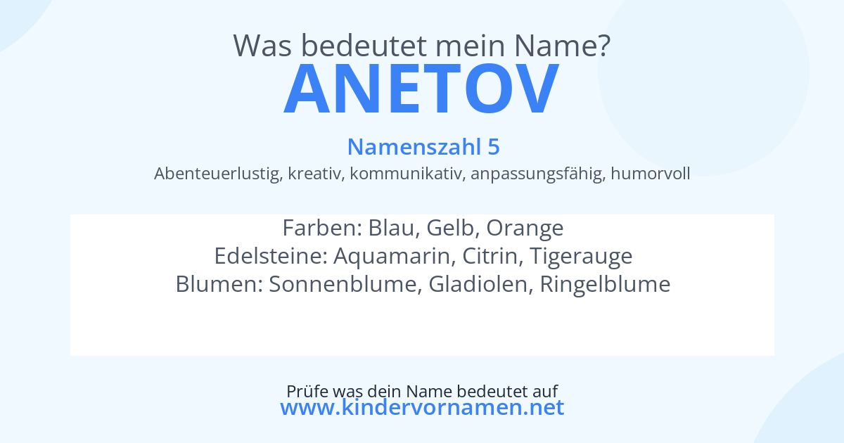 Was bedeutet der Name Anetov?