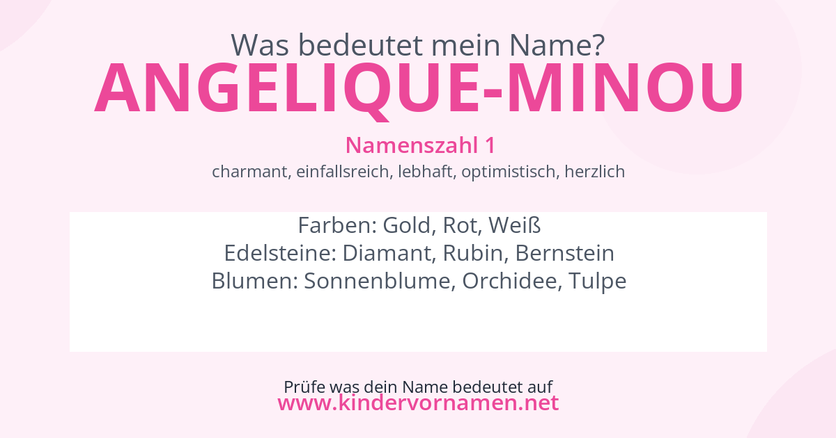 Was bedeutet der Name Angelique-Minou?