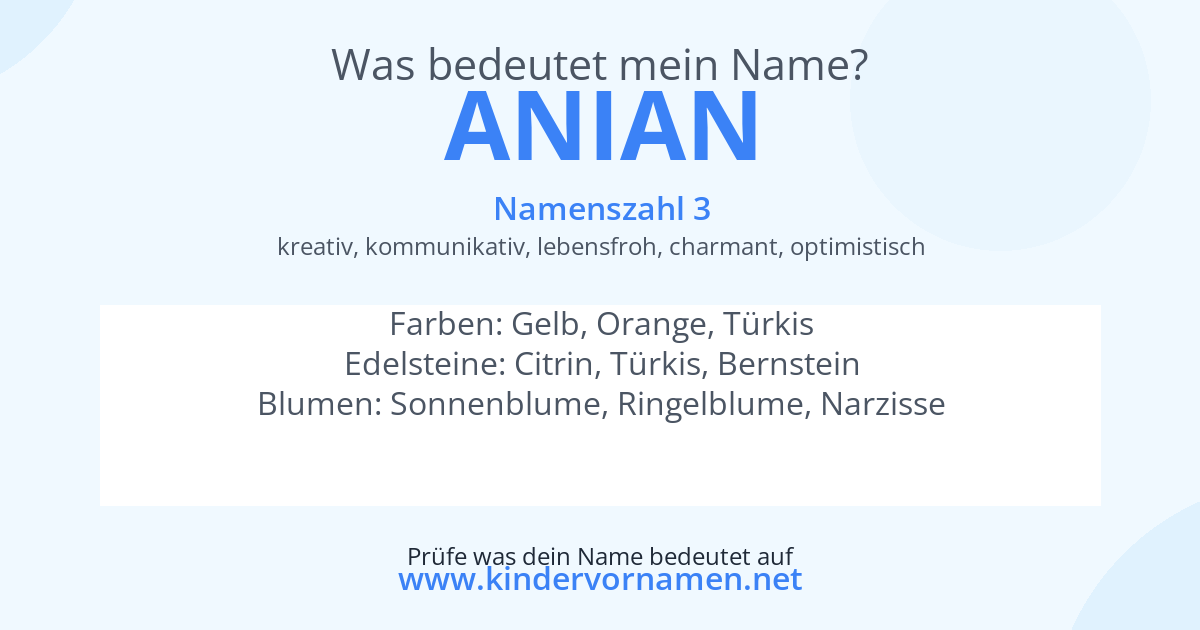 Was bedeutet der Name Anian?