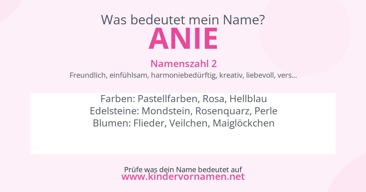 Was bedeutet der Name Anie?