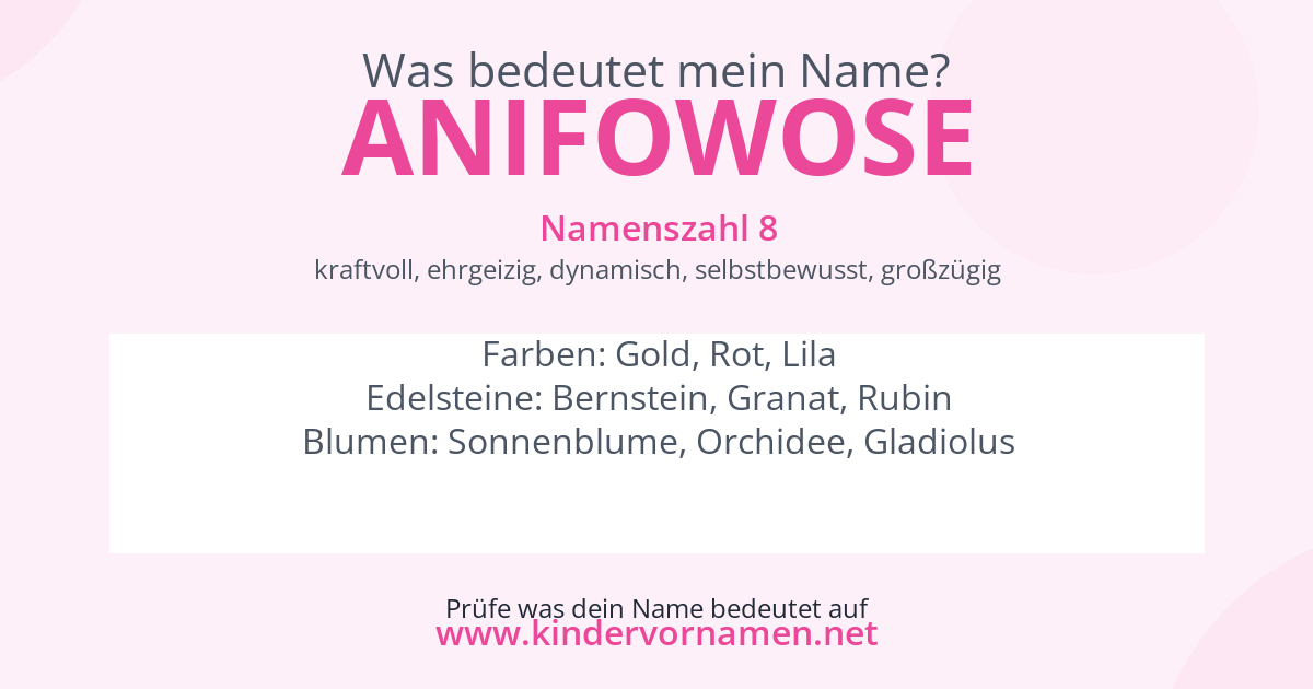 Was bedeutet der Name Anifowose?