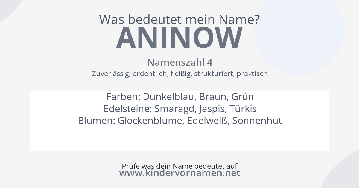 Was bedeutet der Name Aninow?