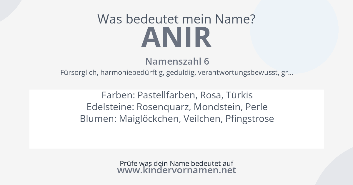 Was bedeutet der Name Anir?