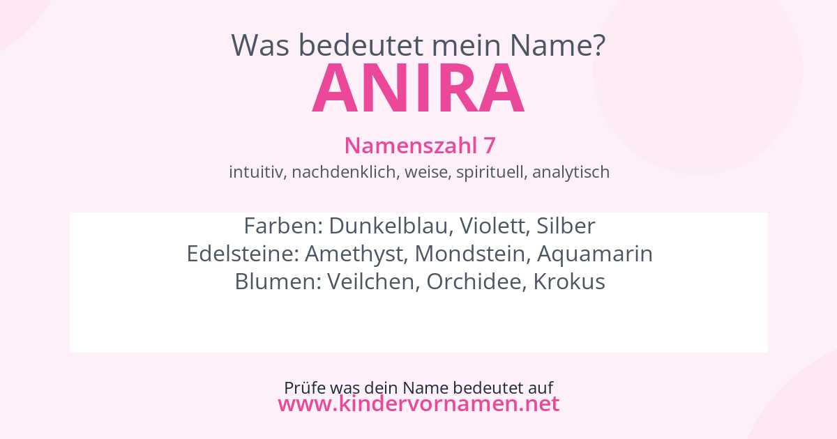 Was bedeutet der Name Anira?