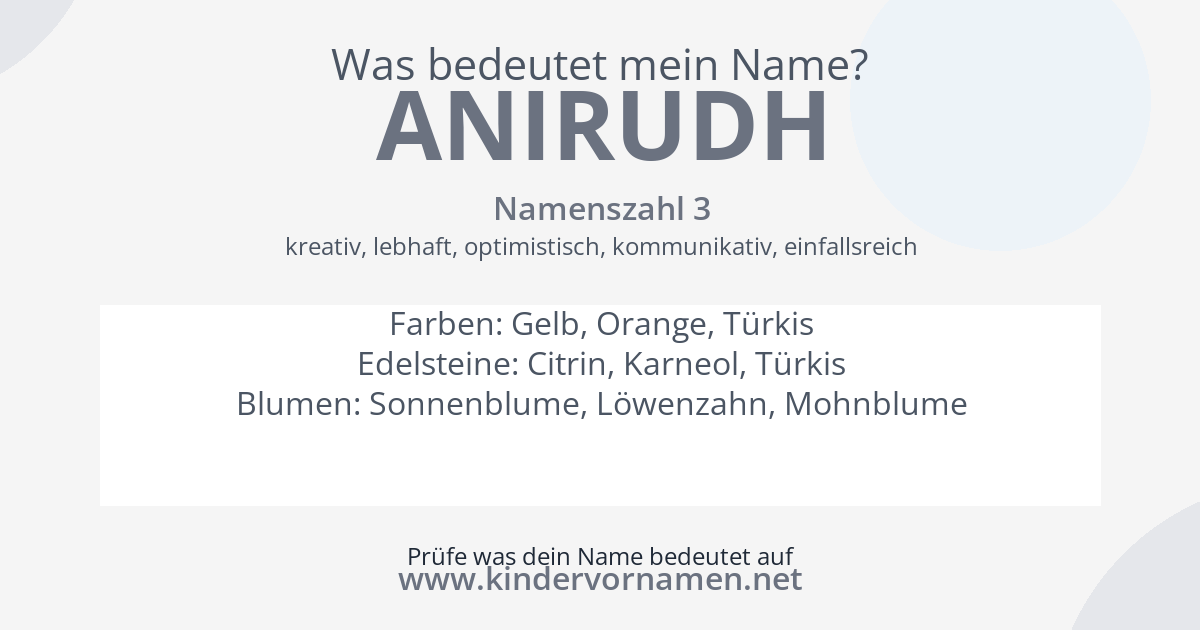 Was bedeutet der Name Anirudh?