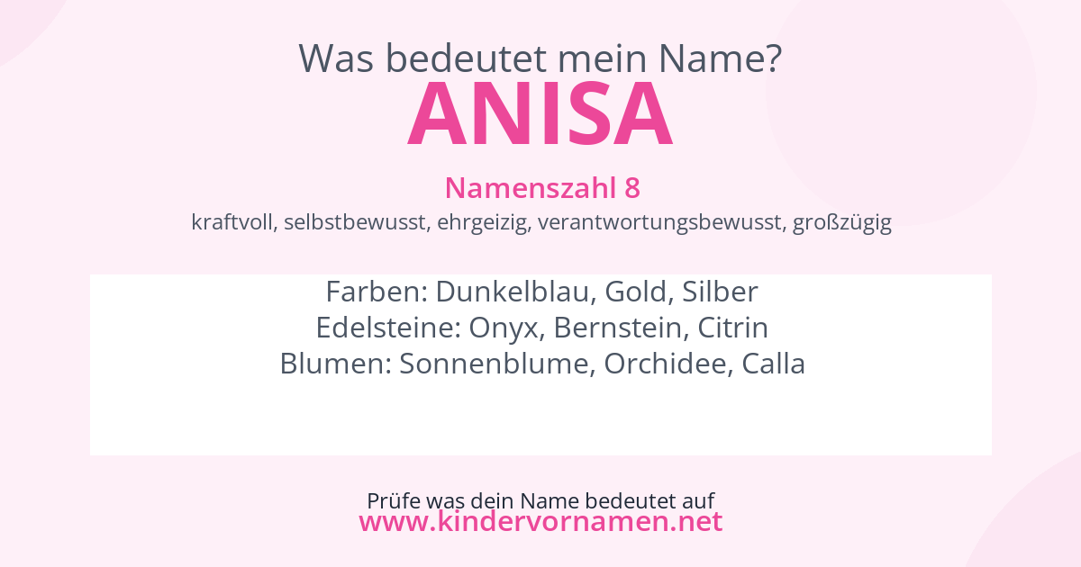 Was bedeutet der Name Anisa?
