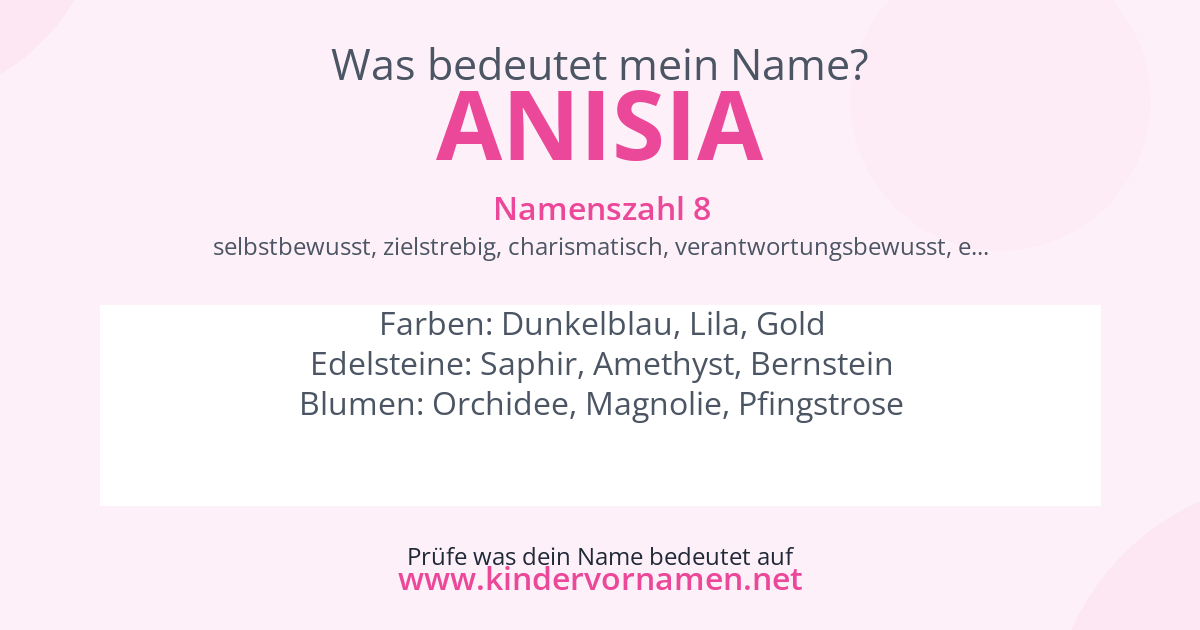 Was bedeutet der Name Anisia?