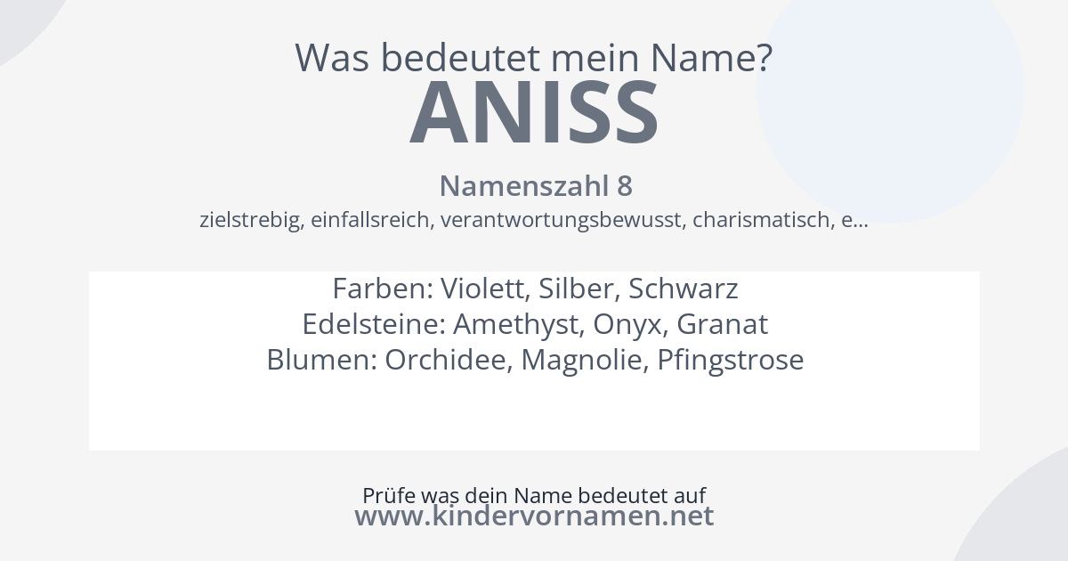 Was bedeutet der Name Aniss?