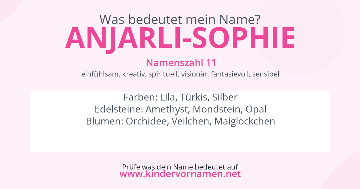 Was bedeutet der Name Anjarli-Sophie?