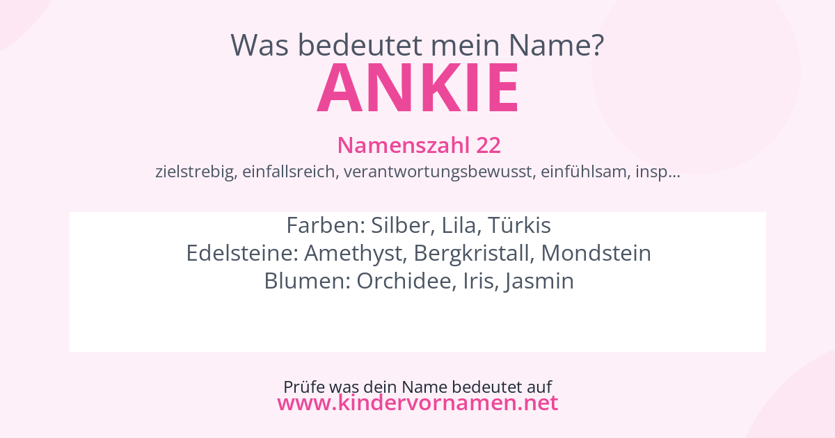 Was bedeutet der Name Ankie?