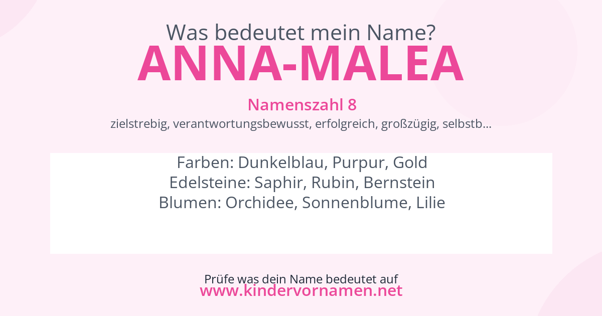 Was bedeutet der Name Anna-Malea?
