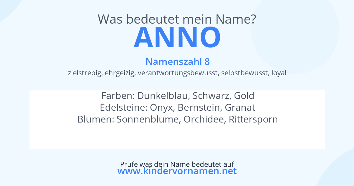 Was bedeutet der Name Anno?