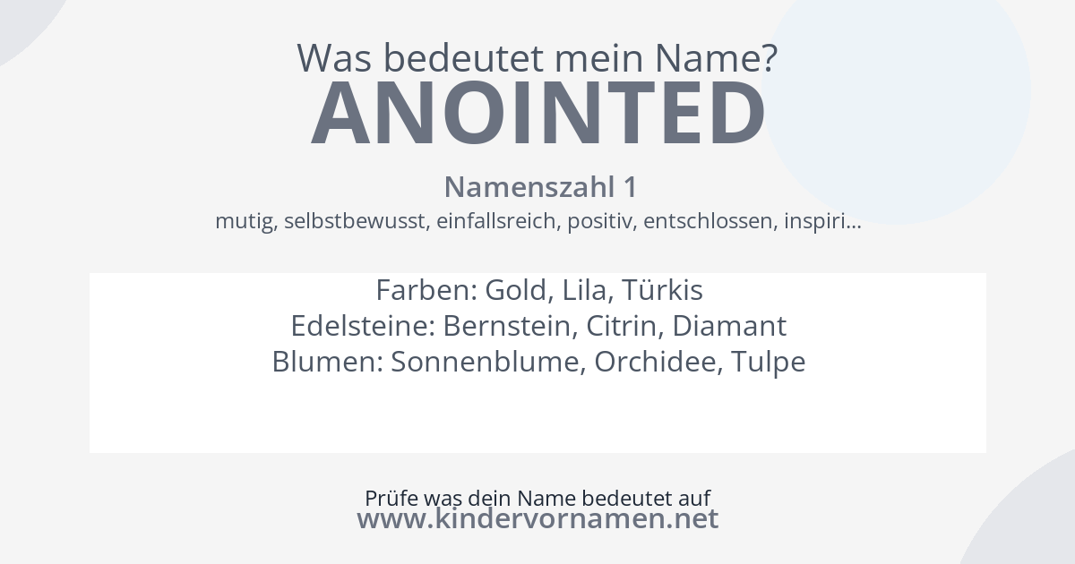 Was bedeutet der Name Anointed?