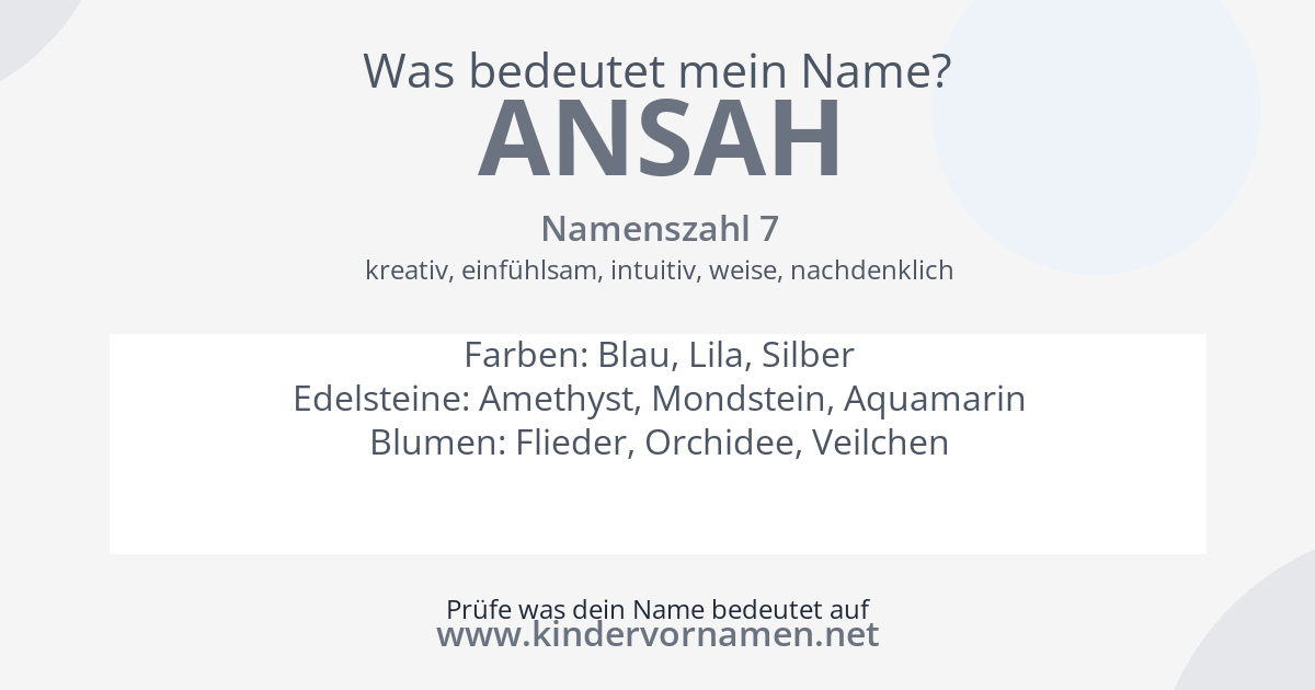 Was bedeutet der Name Ansah?