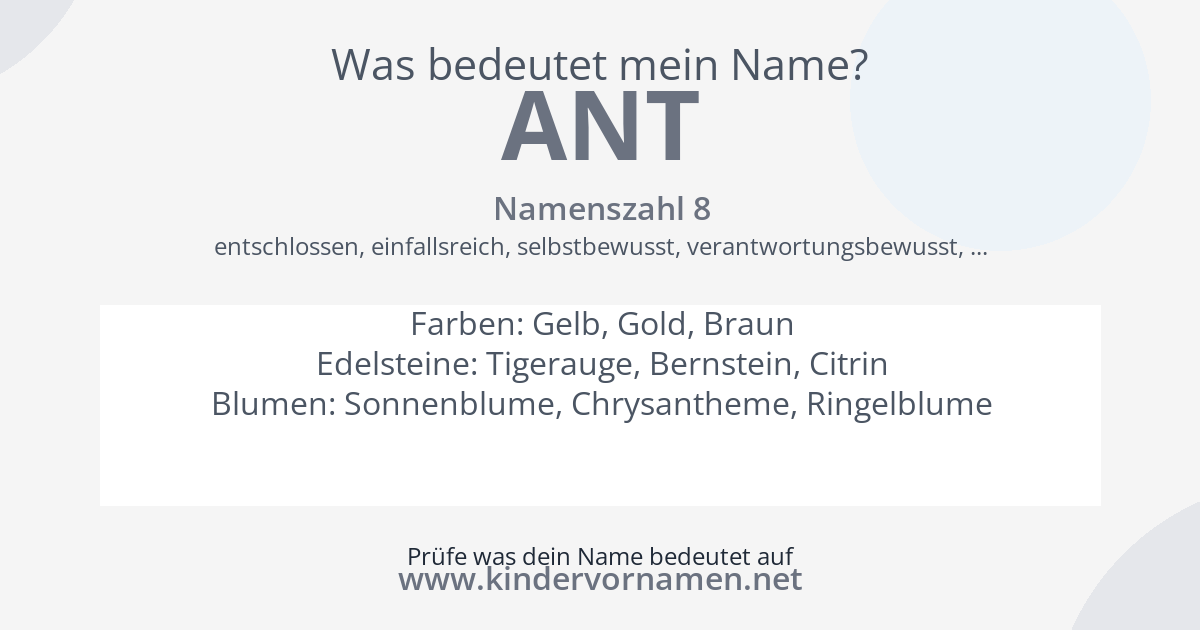 Was bedeutet der Name Ant?