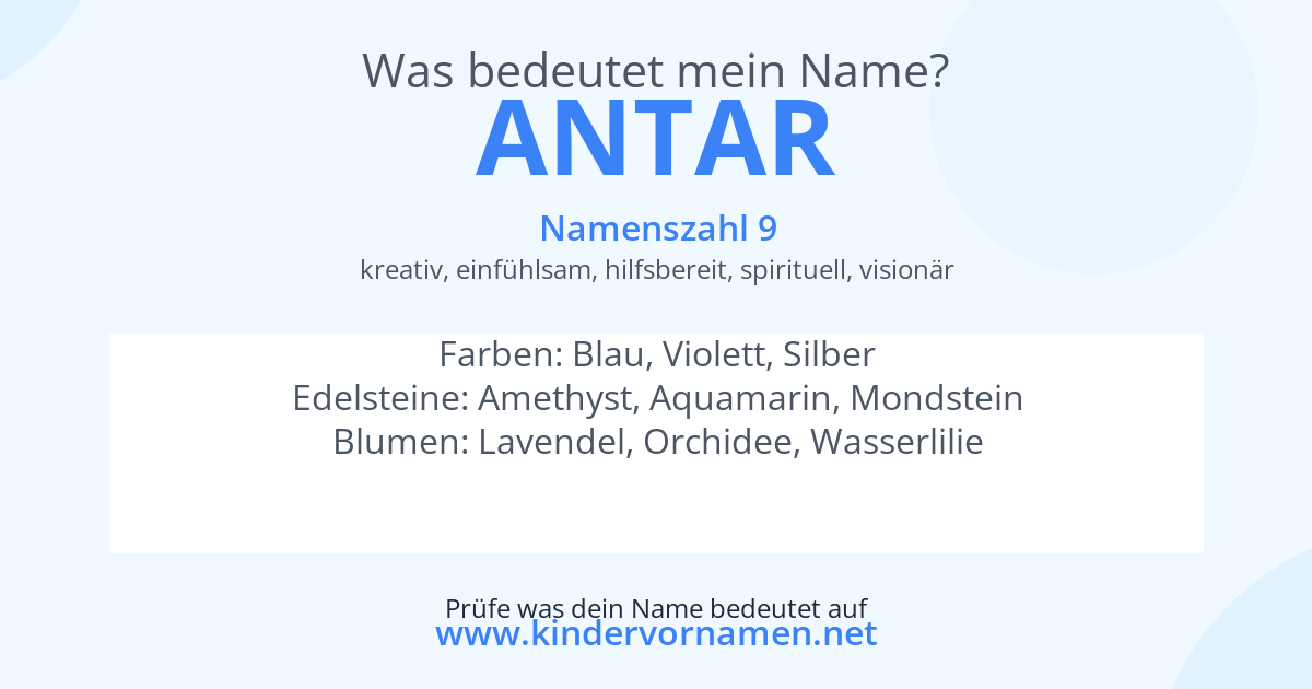 Was bedeutet der Name Antar?
