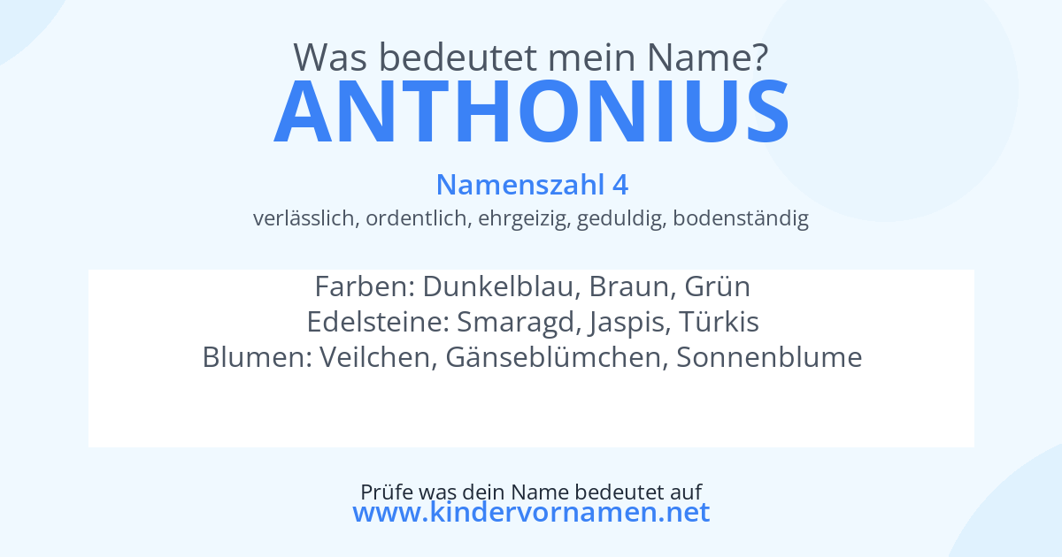Was bedeutet der Name Anthonius?