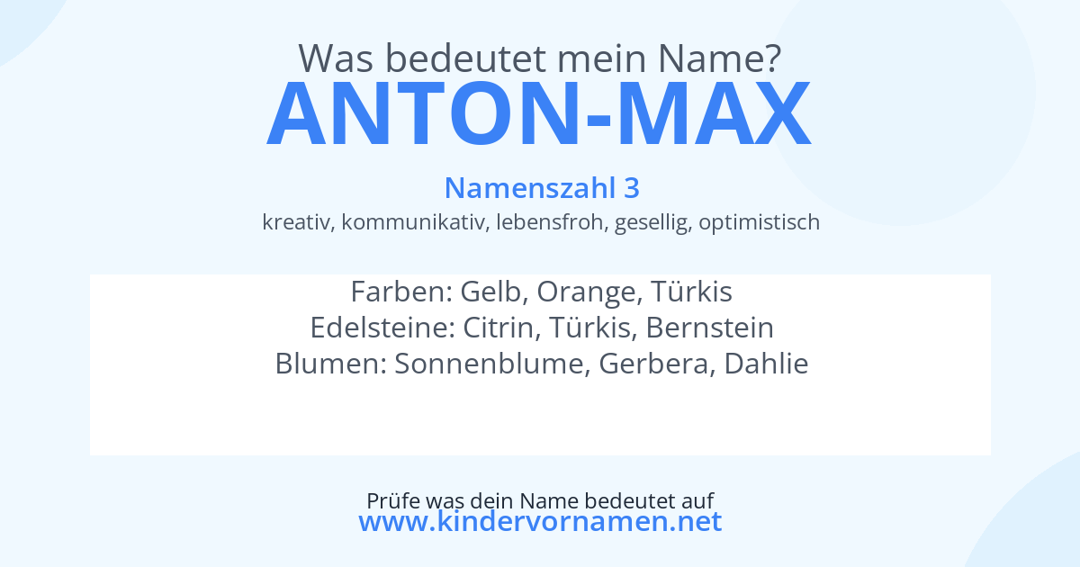 Was bedeutet der Name Anton-Max?