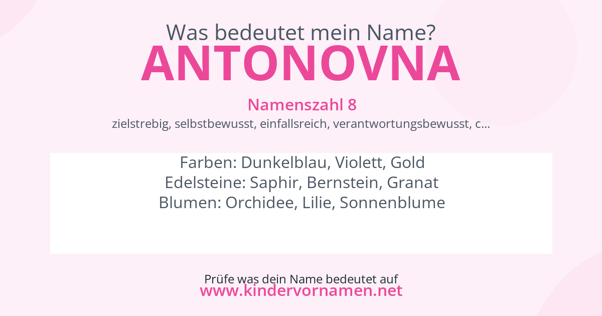 Was bedeutet der Name Antonovna?
