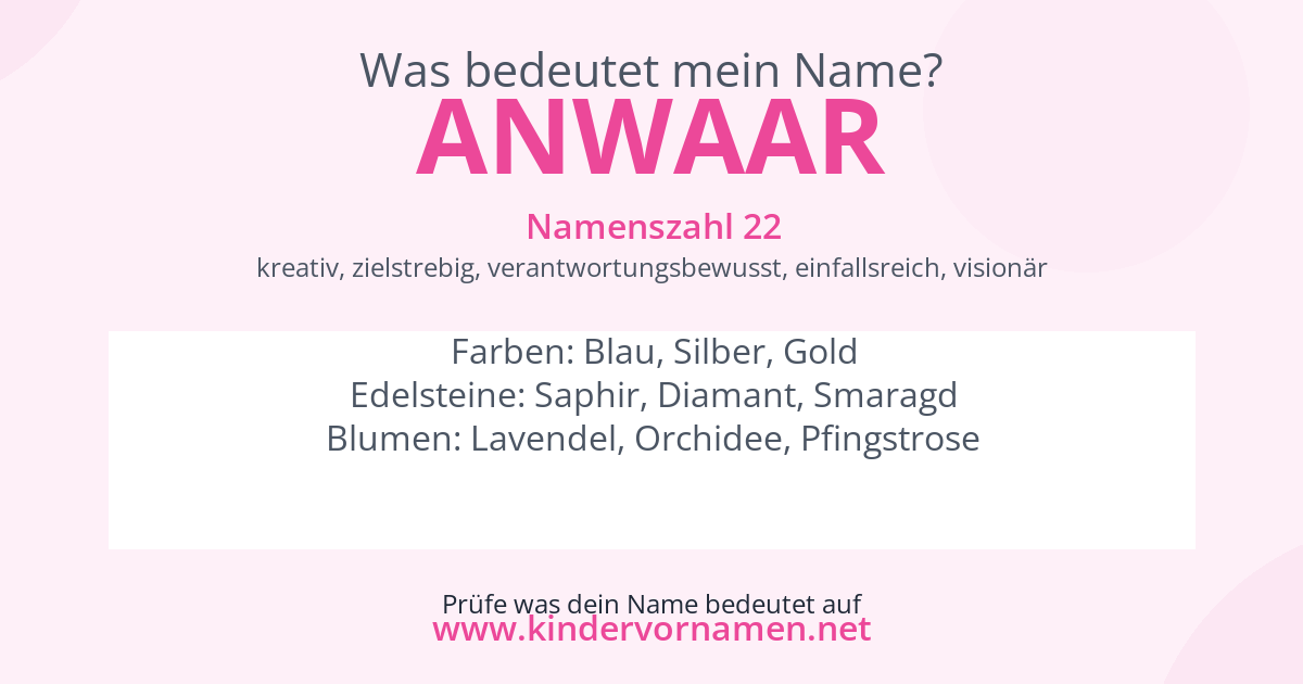 Was bedeutet der Name Anwaar?
